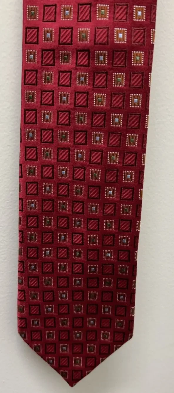 Ermenegildo Zegna Men’s Red Silk Print Tie Worn Once